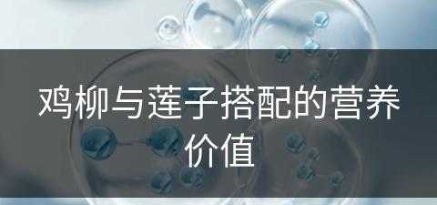 鸡柳与莲子搭配的营养价值(鸡柳与莲子搭配的营养价值及功效)